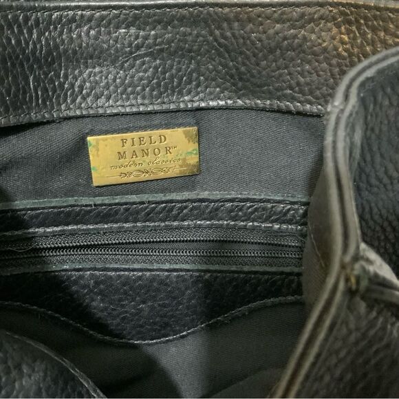 Vintage Field Manor Modern Classics Black Leather Backpack Bag 12"L x 9"W - Picture 8 of 10